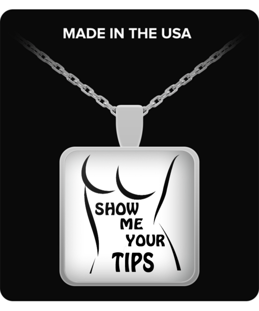 Show Me Your Tips Square Silver Necklace